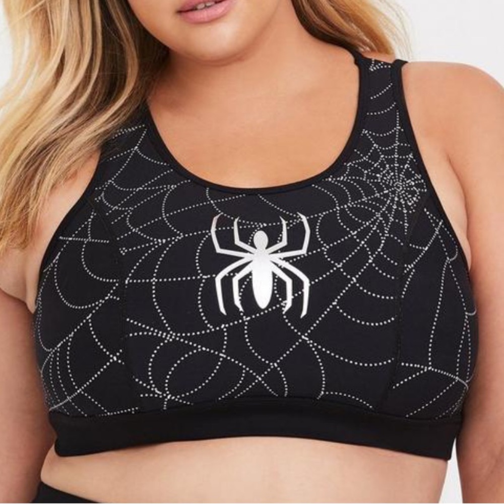 Torrid 3X Marvel Black Spider-Man Strappy Sports Bra